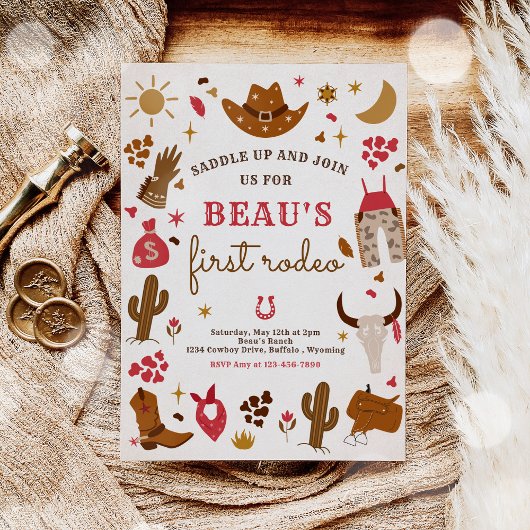 カウボーイワイルドウエストロデオランチバースデーパーティー 招待状