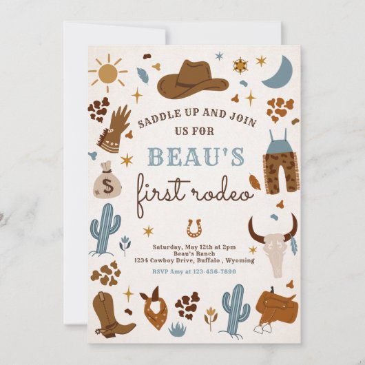 カウボーイワイルドウエストロデオランチバースデーパーティー 招待状 (正面)