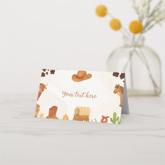 カウボーイワイルドウエストロデオ誕生日フードテント プレイスカード (正面)