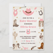 カウボーイワイルドウエストロードウェスタンガールベビーシャワー 招待状 (正面)