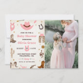 カウボーイワイルドウエストロードウェスタンガールベビーシャワー 招待状 (正面)