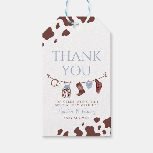 カウボーイワイルドウエストロードウェスタンボーイベビーシャワー ギフトタグ (正面)
