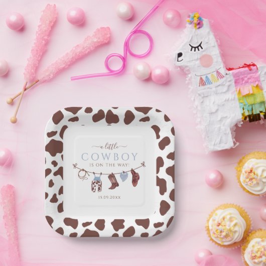 カウボーイワイルドウエストロードウェスタンボーイベビーシャワー ペーパープレート (パーティー)