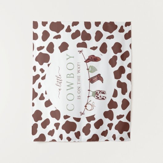 カウボーイワイルドウエストロードセージ緑の赤ちゃんシャワー タペストリー (正面)