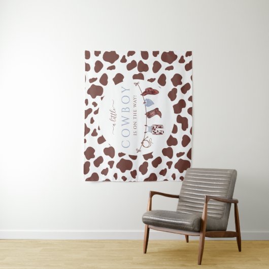 カウボーイワイルドウエストロードブルーベビーシャワー タペストリー (インサイチュ)