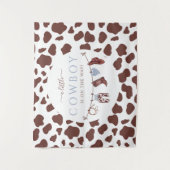 カウボーイワイルドウエストロードブルーベビーシャワー タペストリー (正面)