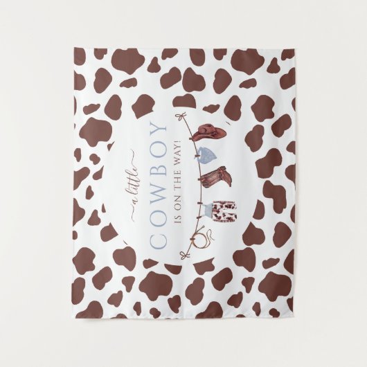 カウボーイワイルドウエストロードブルーベビーシャワー タペストリー (正面)