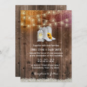 カウボーイヴィンテージランタン素朴ウッドカントリー結婚式 招待状 (正面/裏面)