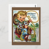 カウボーイヴィンテージ誕生日葉書 ポストカード (正面/裏面)