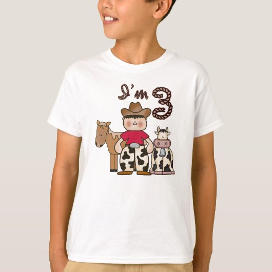 カウボーイ三歳の誕生日 Tシャツ (正面)