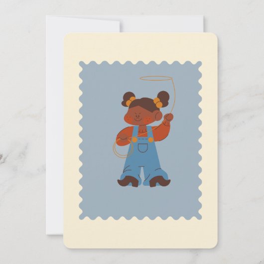 「カウボーイ丸め誕生日パーティーの招待状 招待状 (裏面)