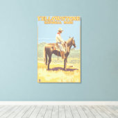 カウボーイ乗馬 – イエローストーンナショナル キャンバスプリント (インサイチュ (ウッドフロア))