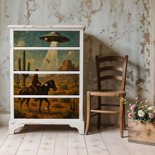 カウボーイ乗馬UFOとの出会いウォールアートポスター ポスター