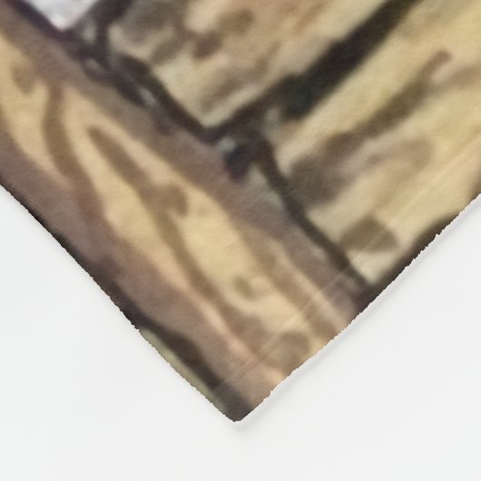 カウボーイ付き木製アメリカ国旗格言 フリースブランケット (角)