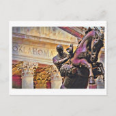 カウボーイ像の油絵とオクラホマキャピトル ポストカード (正面)