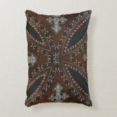 カウボーイ初期のウエスタンカントリーTooled Leather アクセントクッション (正面(垂直))