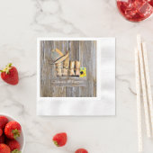 カウボーイ動揺してブーツ結婚ウッド 縁ありカクテルナプキン (インサイチュ)