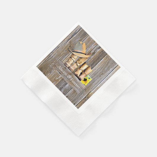 カウボーイ動揺してブーツ結婚ウッド 縁ありカクテルナプキン (角)