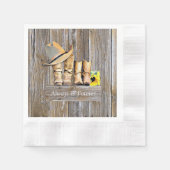 カウボーイ動揺してブーツ結婚ウッド 縁ありカクテルナプキン (正面)