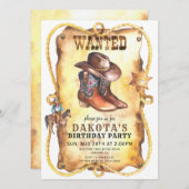 カウボーイ募集ポスター誕生日パーティー 招待状 (正面/裏面)