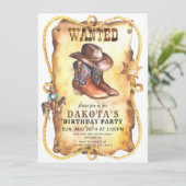 カウボーイ募集ポスター誕生日パーティー 招待状 (スタンド正面)