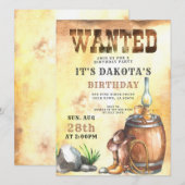 カウボーイ募集中 バースデー 招待状 (正面/裏面)