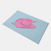 カウボーイ名門私立校風のハットピンクとブルー ドアマット (アングル)