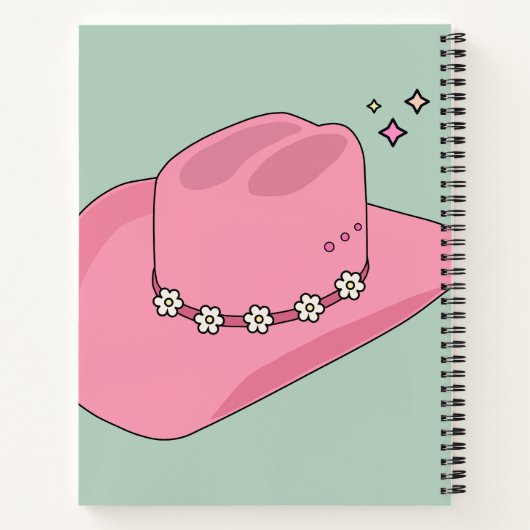 カウボーイ名門私立校風のハットピンクと緑 ノートブック (裏面)