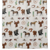 カウボーイ女性のカーボーイウエスタンロデオカントリーパターン シャワーカーテン (正面)