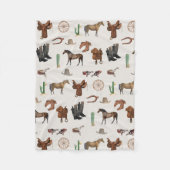 カウボーイ女性のカーボーイウエスタンロデオカントリーパターン フリースブランケット (正面)