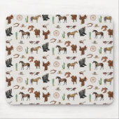 カウボーイ女性のカーボーイウエスタンロデオカントリーパターン マウスパッド (正面)