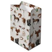 カウボーイ女性のカーボーイウエスタンロデオカントリーパターン ミディアムペーパーバッグ (裏面アングル)