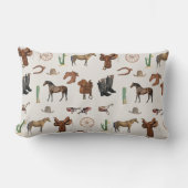 カウボーイ女性のカーボーイウエスタンロデオカントリーパターン ランバークッション (正面)