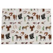 カウボーイ女性のカーボーイウエスタンロデオカントリーパターン ラージペーパーバッグ (正面)