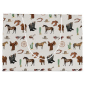 カウボーイ女性のカーボーイウエスタンロデオカントリーパターン ラージペーパーバッグ (裏面)