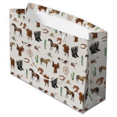 カウボーイ女性のカーボーイウエスタンロデオカントリーパターン ラージペーパーバッグ (裏面アングル)