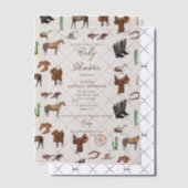 カウボーイ女性のカーボーイウエスタンロデオカントリーベビーシャワー ベラム紙招待状 (オフセット (招待状))