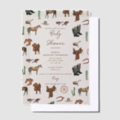 カウボーイ女性のカーボーイウエスタンロデオカントリーベビーシャワー ベラム紙招待状 (オフセット)