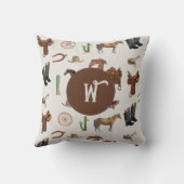 カウボーイ女性のカーボーイウエスタンロデオカントリーモノグラム クッション (裏面)