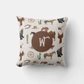 カウボーイ女性のカーボーイウエスタンロデオカントリーモノグラム クッション (正面)