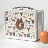 カウボーイ女性のカーボーイウエスタンロデオカントリーモノグラム メタルランチボックス (インサイチュ)