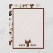 カウボーイ女性のカーボーイウエスタンロデオカントリー名 ノートカード (正面/裏面)