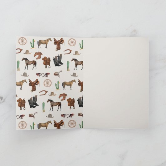 カウボーイ女性のカーボーイウエスタンロデオカントリー誕生日 カード (内部)