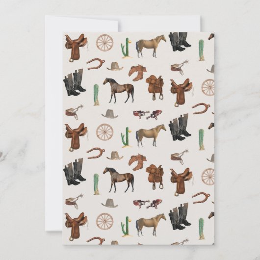 カウボーイ女性のカーボーイウエスタンロデオカントリー誕生日 招待状 (裏面)