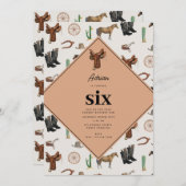 カウボーイ女性のカーボーイウエスタンロデオカントリー誕生日 招待状 (正面/裏面)