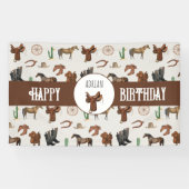 カウボーイ女性のカーボーイウエスタンロデオカントリー誕生日 横断幕 (横)