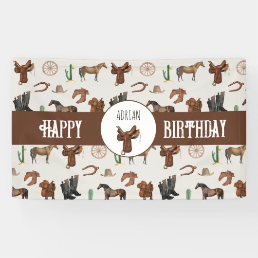 カウボーイ女性のカーボーイウエスタンロデオカントリー誕生日 横断幕 (横)