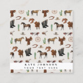 カウボーイ女性のカーボーイウエスタンロデオカントリーQRコード スクエア名刺 (正面)