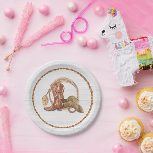 カウボーイ女性のカーボーイウエスタンロデオ誕生日 ペーパープレート (パーティー)