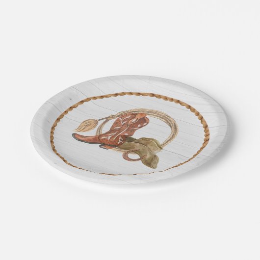 カウボーイ女性のカーボーイウエスタンロデオ誕生日 ペーパープレート (アングル)